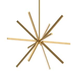 Sirius 48-Watt 48 in. 12-Light Integrated LED Brushed Gold Chandelier