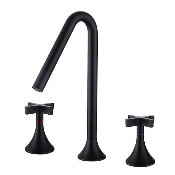 Unbranded 8 in. Widespread 2-Handle Bathroom Faucet in Matte Black