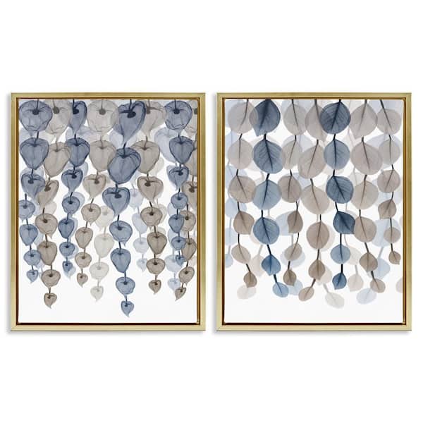 Falling Vines Neutral Leaves by Albert Koetsier 2-Piece Gold Floater Frame Graphic Art Print Abstract 31 in. x 25 in.