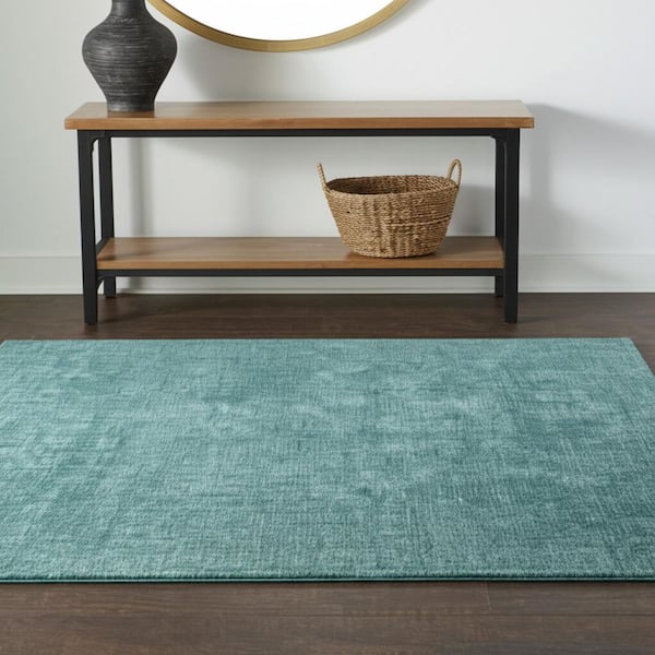 Green 4 x 6 ft. Woven Solid Color Rectangle Indoor Area Rug