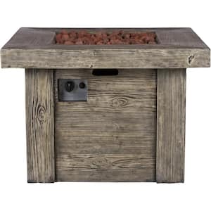 Merida Square Outdoor Propane Gas Grey Fire Pit Table with Lava Rock, 34.75 in. Long