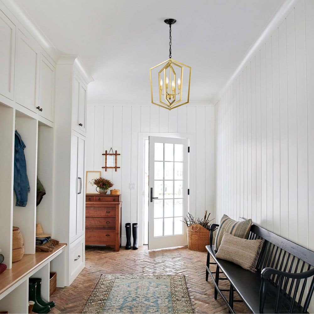 4-Light Vintage Gold Cage Light Fixture Chandeliers with Adjustable Height Chandeliers (E12 Bulbs Not Included) price history on PriceWatchPro