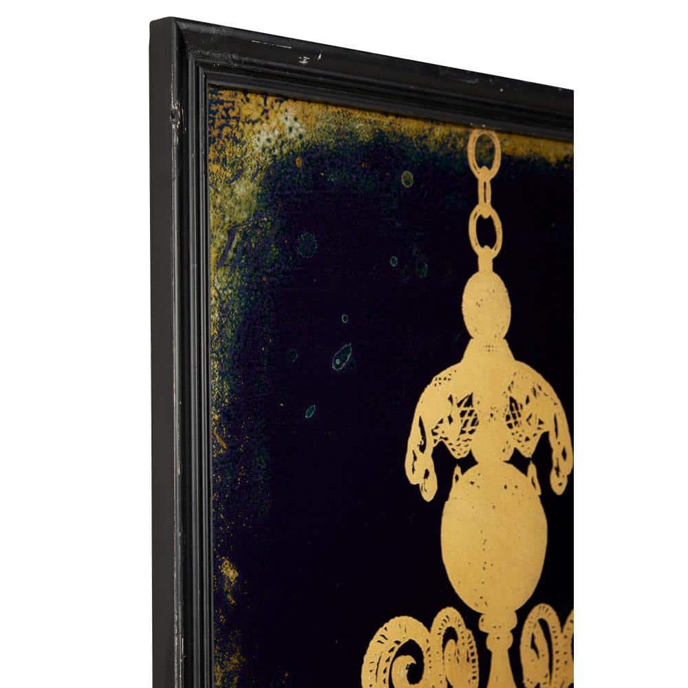 Set of 2 Gold Framed Abstract Chandelier Wall Art