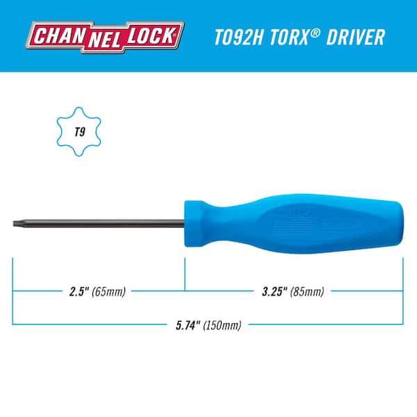 Channellock 2.5 in. T9 Torx Screwdriver with 3-Sided High