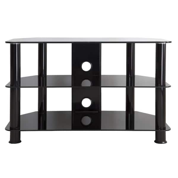 AVF 31.5 in. Black Glass TV Stand Fits TVs Up to 42 in. with Open