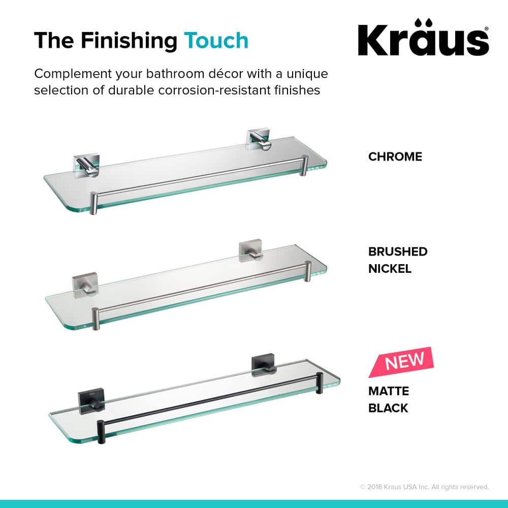 Matte Black Glass Wall Mount Bathroom Shelf