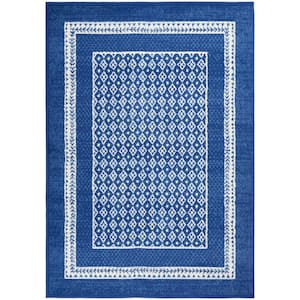 Whimsicle Navy 4 ft. x 6 ft. Geometric Contemporary Area Rug