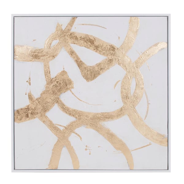 Marley Forrest White Ballare Canvas Floater Frame Abstract Wall Art 42 in. x 42 in.