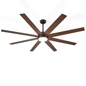 65 in. Indoor/Outdoor Brown 3CCT 8 Blades Large Ceiling Fans with Lights and Remote