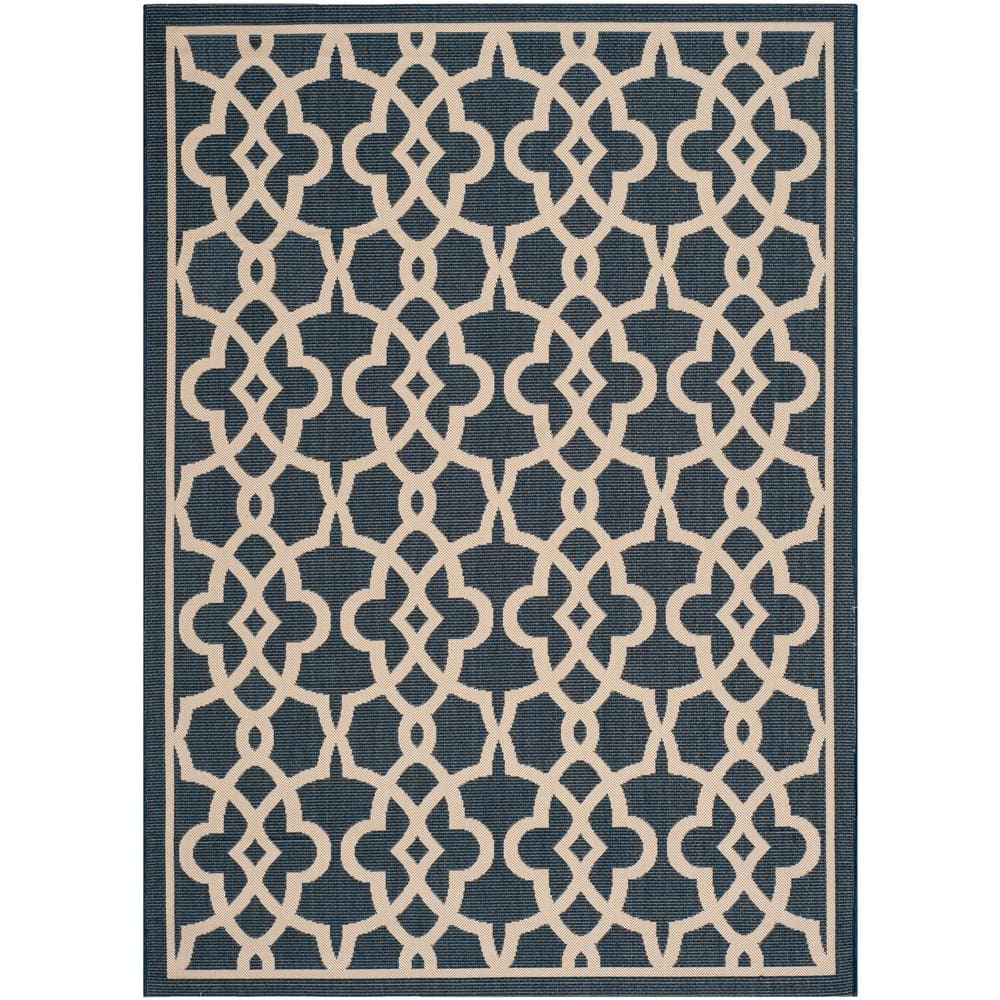 Courtyard Navy/Beige 7 ft. x 10 ft. Border Indoor/Outdoor Patio  Area Rug price history on PriceWatchPro