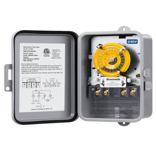 DEWENWILS 40 Amp 24-Hour Outdoor Mechanical Timer with Metal Box