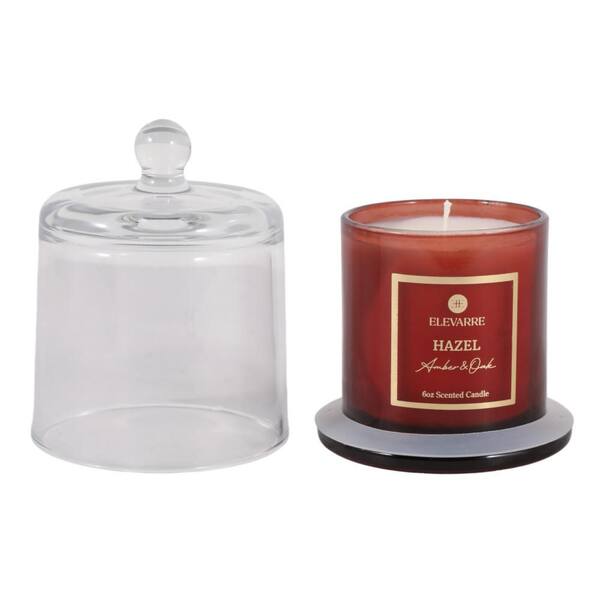 Liv & Skye 3.5 in. Red Amber and Oak 1 Wick Candle HD80586-08