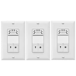 3 Amp 3-Speed Dual Tech Humidity Sensor Switch Bathroom Light and Fan Control in White with Wall Plates (3-Pack)