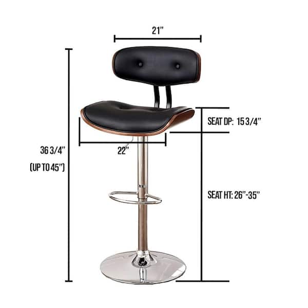 Boa 26 in. Contemporary Style Bar Dark Oak, Black and Chrome