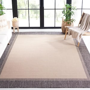 Martha Stewart Camel/Brown 7 ft. x 7 ft. Square Border Geometric Indoor/Outdoor Area Rug