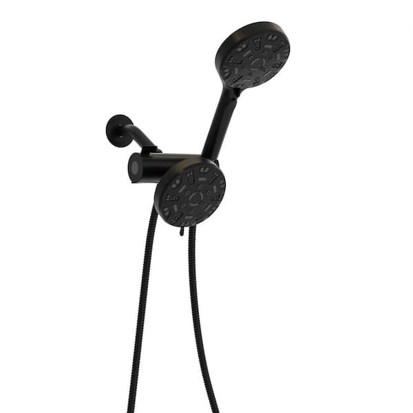 Unbranded 8-Spray Patterns 4.7 in. Dual Shower Heads Wall Mount and Handheld Shower Head 1.8 GPM in Matte Black