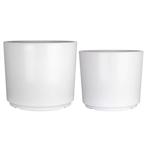 Trendspot 12 5 In And 14 5 In Resin Cylinder Planter White 2 Pack   White Trendspot Plant Pots Eps00487n S2w 64 600 