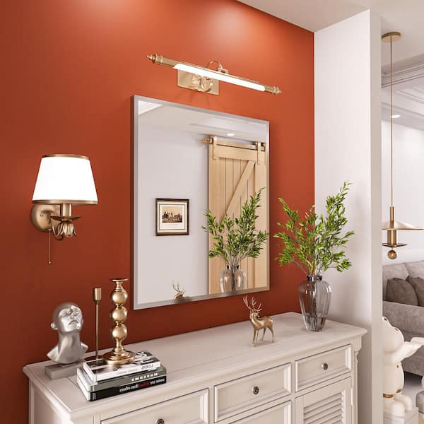 32 in. W x 36 in. H Rectangle Aluminum Framed Wall Bathroom Vanity Mirror in Brushed Nichel