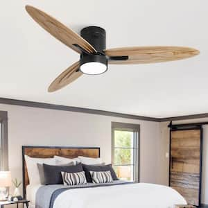 56 in. Indoor Integrated LED Black Ceiling Fan with Light Kit and Remote Control