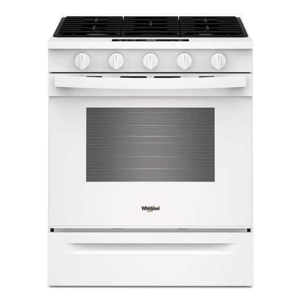30 in. 5 Element Slide-In Gas Range in White with Air Cooking Technology