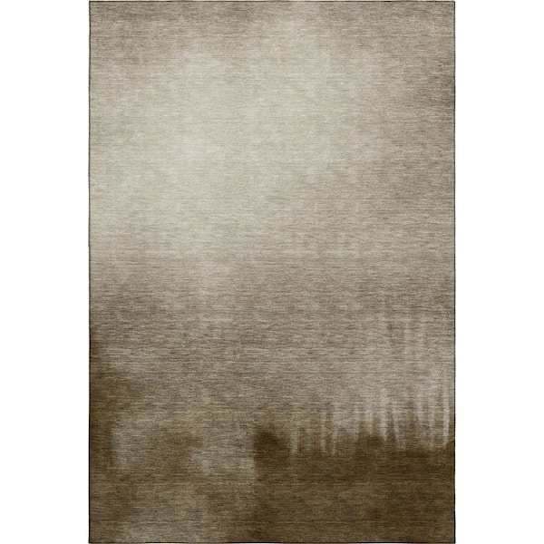 Mayfield Premium Machine Washable Abstract AMF2420 Khaki 5 ft. x 7 ft. 6 in. Area Rug