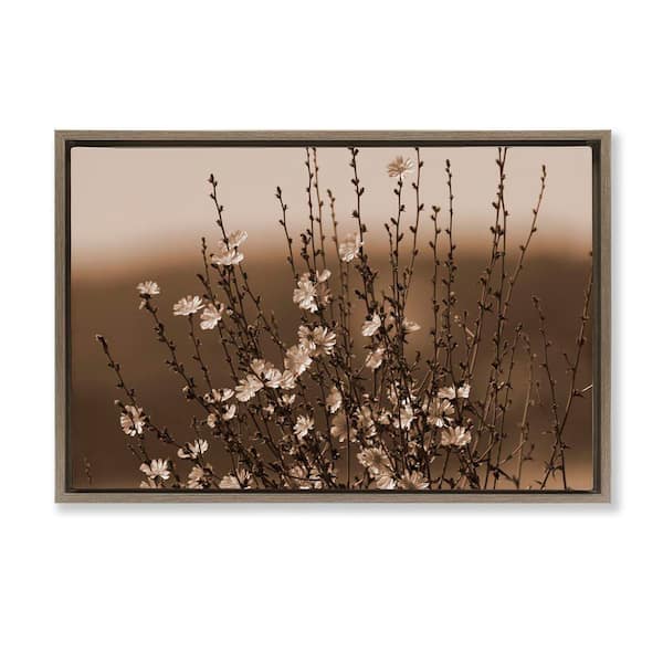 Stupell Industries Tiny Blooming Flowers by Nancy Crowell Brown Floater Frame Nature Graphic Art Print 17 in. x 25 in.