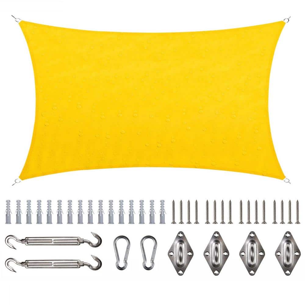 COLOURTREE 7 ft. x 12 ft. Waterproof Yellow Rectangle Sun Shade Sail