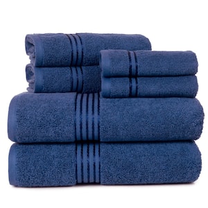 6-Piece Navy 100% Cotton Bath Towel Set