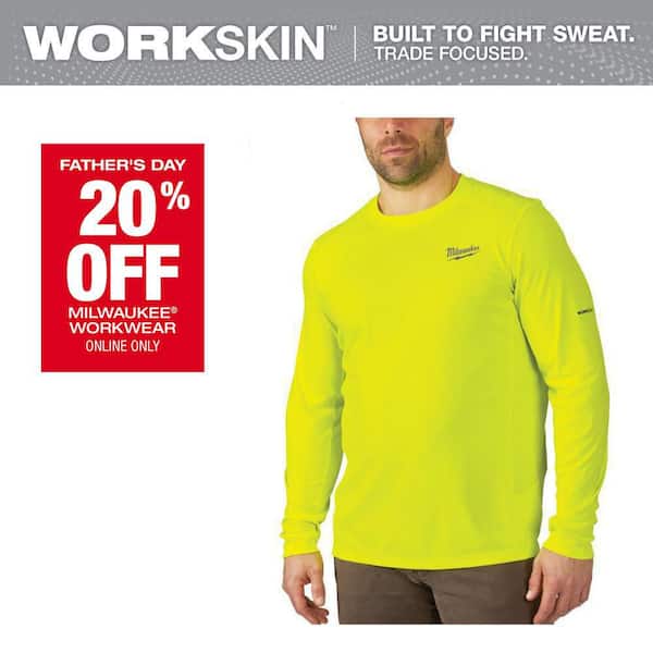 Men's Work Skin 2XL Hi-Vis Light Weight Performance Long-Sleeve T-Shirt