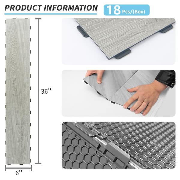 Art3d Wood Look Gray 5 MIL 36 in. L x 6 in. W Waterproof Click
