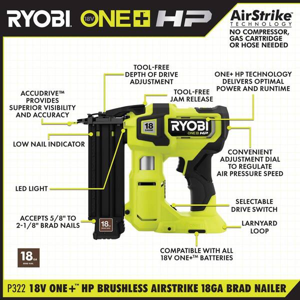 Ryobi airstrike deals pin nailer