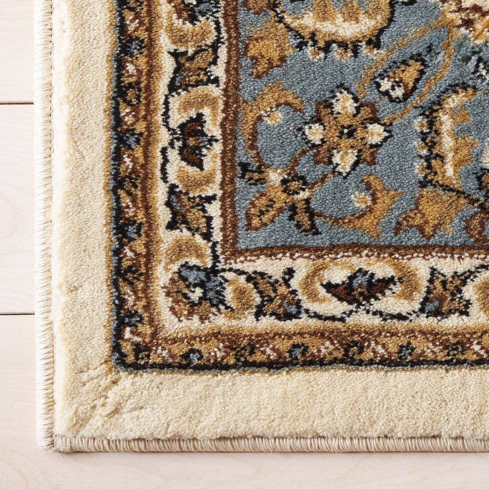 Ivory and Beige Medallion Synthetic Rectangular Rug
