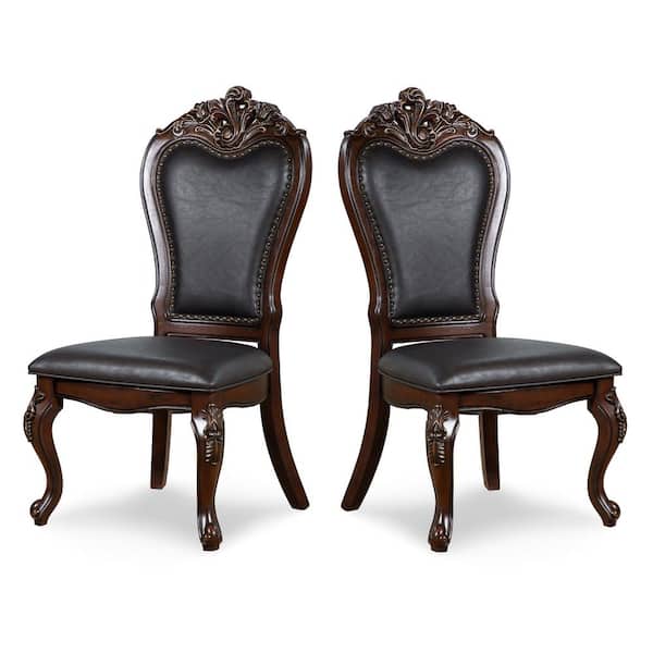 Divino Grand Cherry Leatherette Upholstered Dining Chair Set of 2