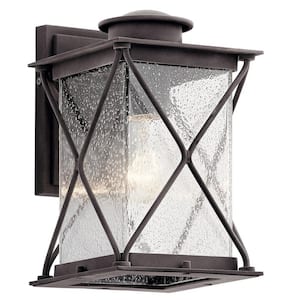 Argyle 10.25 in. 1-Light Weathered Zinc Outdoor Hardwired Wall Lantern Sconce with LED Bulb Included (1-Pack)