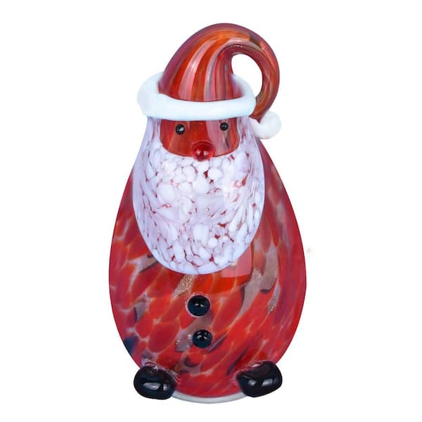 Santa Hand Blown Glass Table Decor With LED Candle