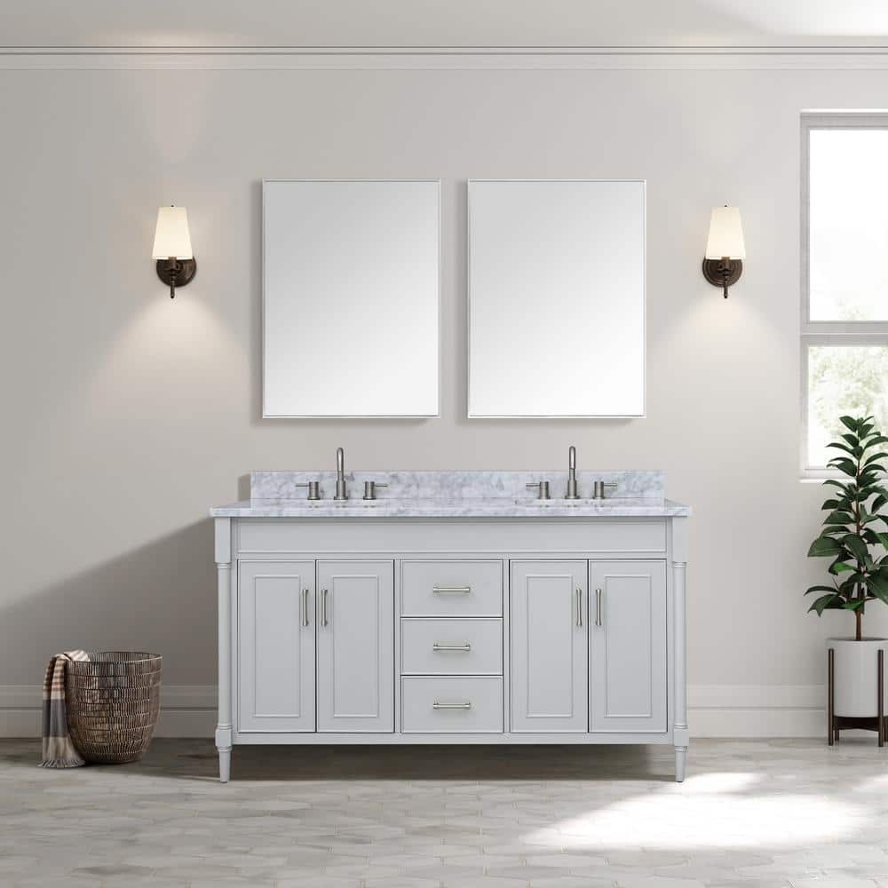Bristol Light Gray 61'' Double Freestanding Bathroom Vanity