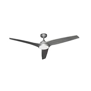 Evolution 60 in. Integrated LED Indoor/Outdoor Brushed Nickel Ceiling Fan with Light and Remote Control