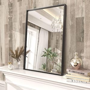 20 in. W x 28 in. H Rectangular Aluminum Alloy Framed and Tempered Glass Wall Bathroom Vanity Mirror in Matte Black