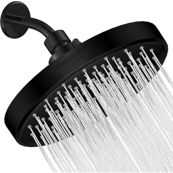 Unbranded High Pressure Shower 1-Spray Patterns with 1.75 GPM 6 in., Wall Mount Rain Fixed Shower Head in Matte Black
