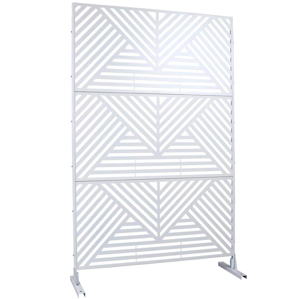 6.3 ft. H x 4 ft. W White Freestanding Decorative Screen Panel Outdoor Priv