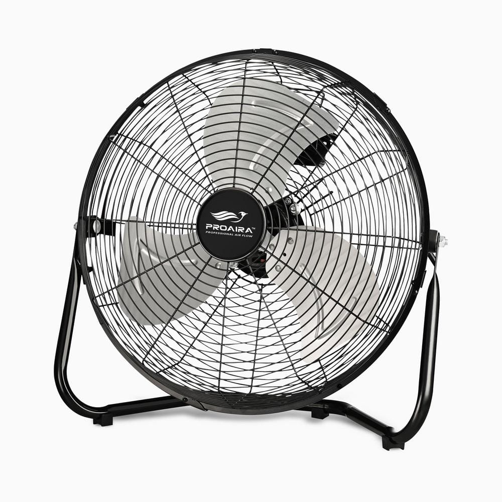 PROAIRA 12 in. High Velocity Cradle Floor Fan in Black with 3 Speed Control