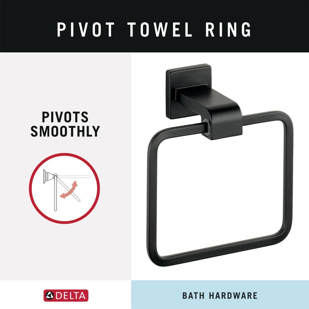 Matte Black Modern Wall Mounted Square Towel Ring