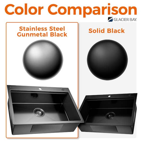 Glacier Bay 32 in. Drop-In Single Bowl 18 Gauge Gunmetal Black