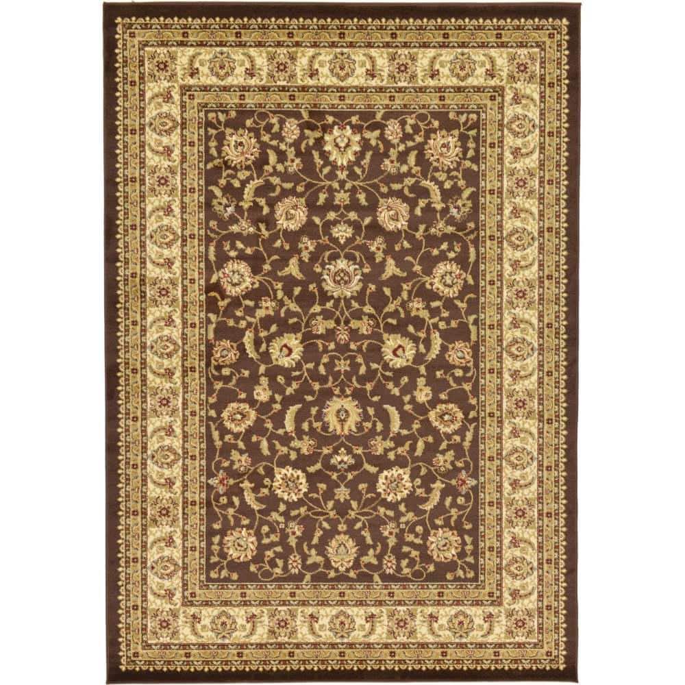Brown Rectangular Stain-Resistant Synthetic Indoor Rug 7'10 x 10'