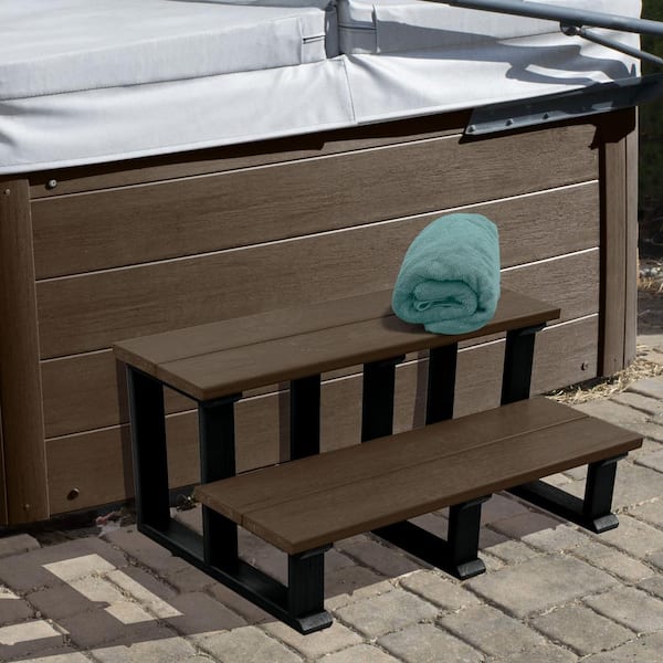 Recycled Plastic 32" Hot Tub Steps-Weathered Acorn