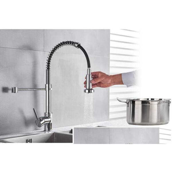 Single-Handle High Arc Pull Down Sprayer Kitchen Faucet in Chrome