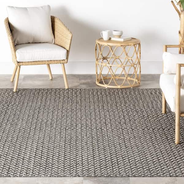 nuLOOM Taraji Herringbone Light Grey 5 ft. x 8 ft. Outdoor Area