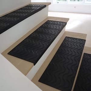 Waves 9.75 in. x 29.125 in. Rubber Stair Tread Covers - 6 pack