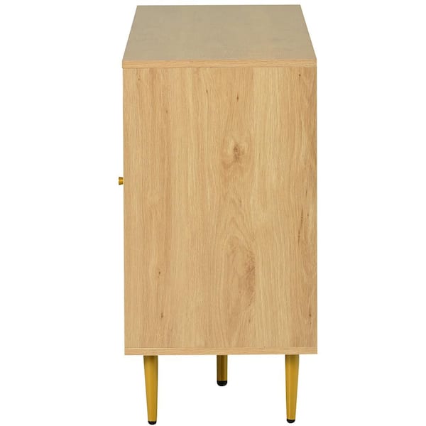 57 in. W x 15.7 in. D x 30 in. H Natural Beige Wood Linen Cabinet