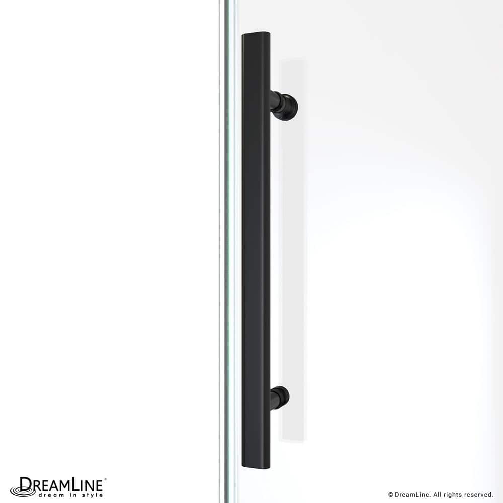 Seneca Matte Black Frameless Sliding Shower Door with Clear Glass